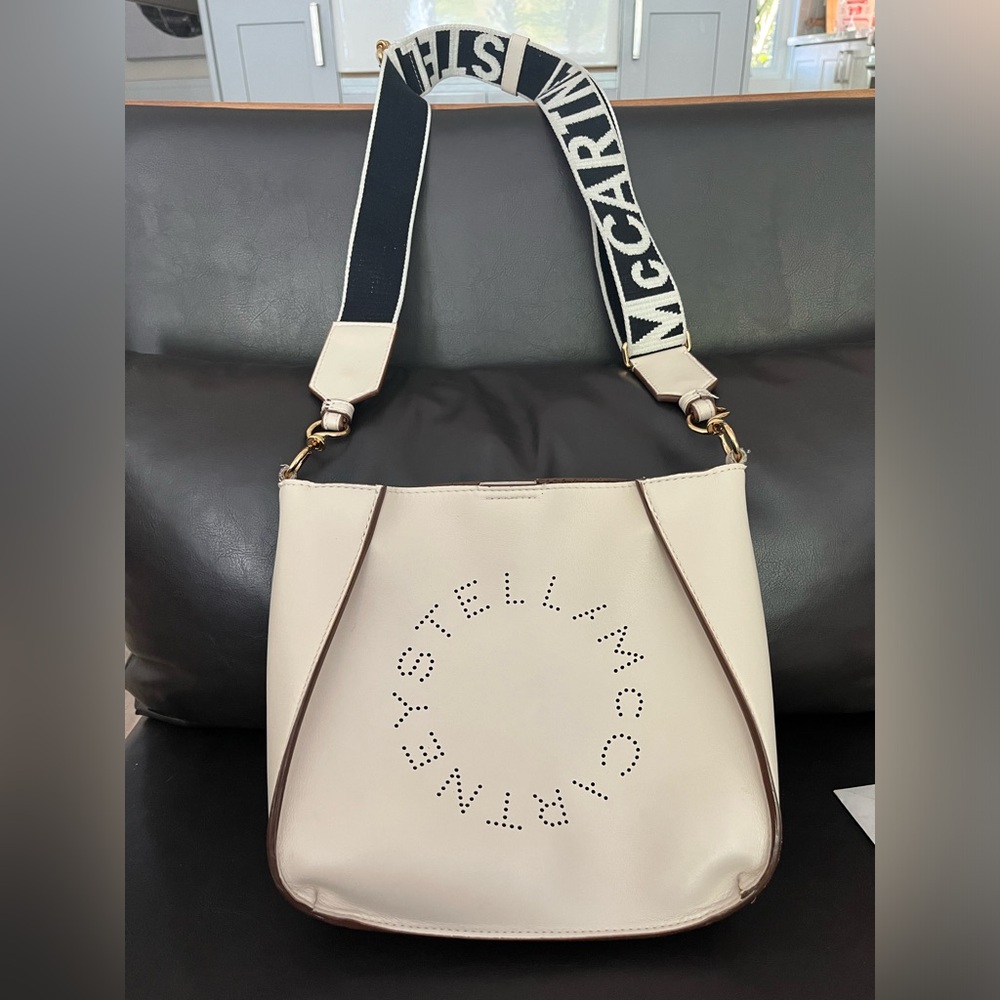 Authentic Stella McCartney White Logo Shoulder Bag